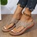 Sandwich in summer 2024, new large-sized hollowed out rhinestone thick soled sandals for women_voghion.com