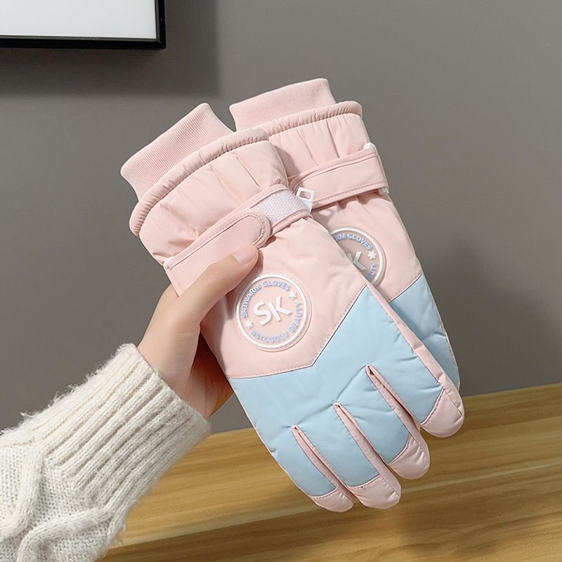 Damskie zimowe rękawice narciarskie, kompatybilne z ekranami dotykowymi, termiczne, wodoodporne, wiatroszczelne, typu softshell, do jazdy na rowerze, jazdy na motocyklu i uprawiania sportów zimowych (kolory pastelowe)_voghion.com
