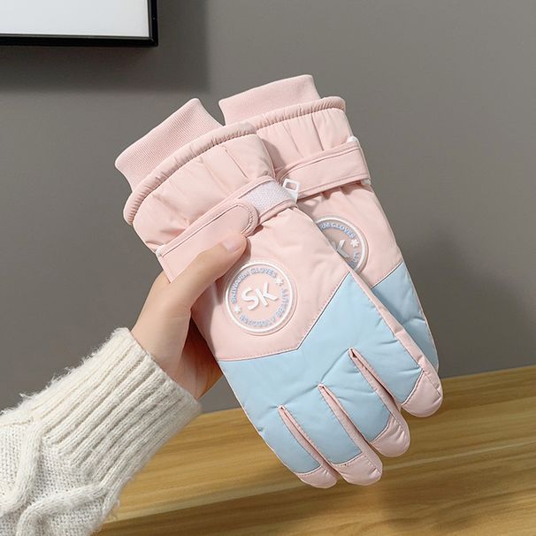 Damskie zimowe rękawice narciarskie, kompatybilne z ekranami dotykowymi, termiczne, wodoodporne, wiatroszczelne, typu softshell, do jazdy na rowerze, jazdy na motocyklu i uprawiania sportów zimowych (kolory pastelowe)_voghion.com