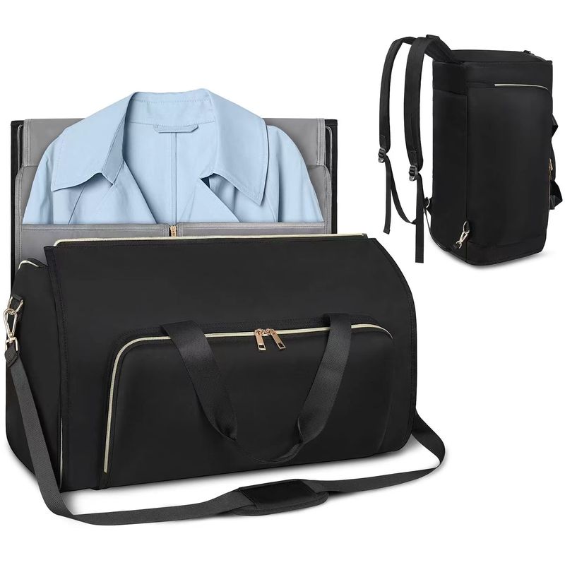 Combinaison de voyage convertible pour vêtements, rangement pliable, sac à vêtements suspendu, bandoulière et sac à dos rotatif_voghion.com