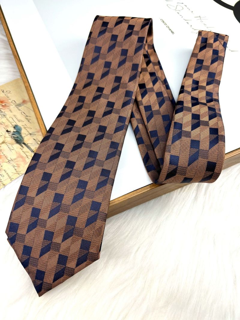 Simple And Elegant Y2K Men's Tie Retro 8CM Casual Striped Plaid Business Professional Formal Korean Style Groom_voghion.com