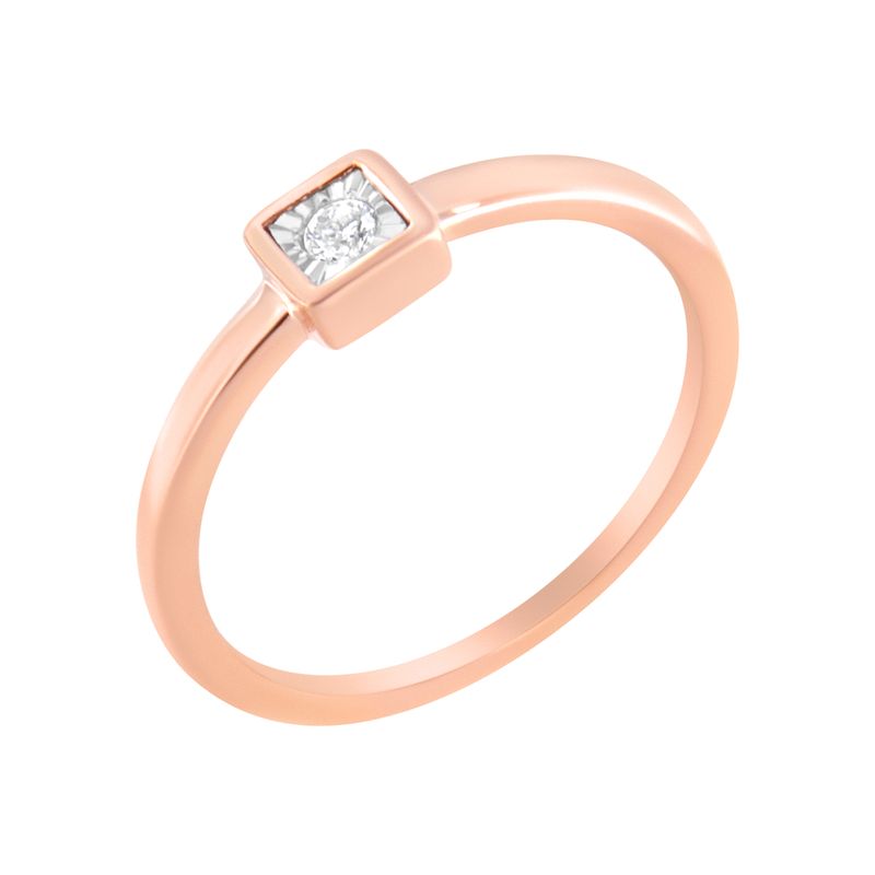 14K Rose Gold Plated .925 Sterling Silver 1/20 cttw Miracle Set Diamond Promise Ring (J-K Color, I1-I2 Clarity)_voghion.com