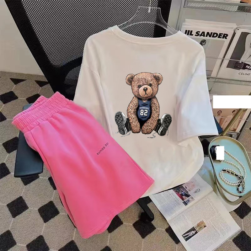 Damen Sommer 2023 Neues Internet-Promi-Altersreduzierungs-Stil Kurzarm-T-Shirt Shorts Zweiteiliges Set trendy_voghion.com