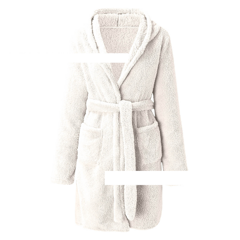  Men's plush home solid color hooded warm pajamas bathrobe women_voghion.com