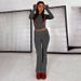 Womens Basic Two Piece Outfits Long Sleeve Crop Top Fold Over Leggings Flare Pants Set Matching 2 Piece Lounge Sets_voghion.com