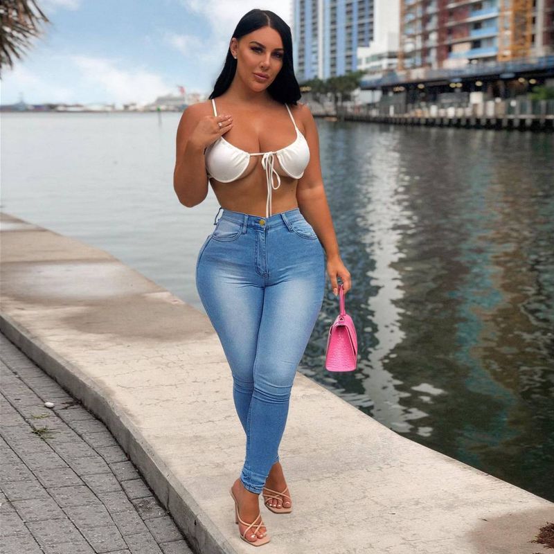 Leggings sexy pour femmes, taille haute, moulant, en denim, push-up, crayon, jeans décontractés pour femmes_voghion.com