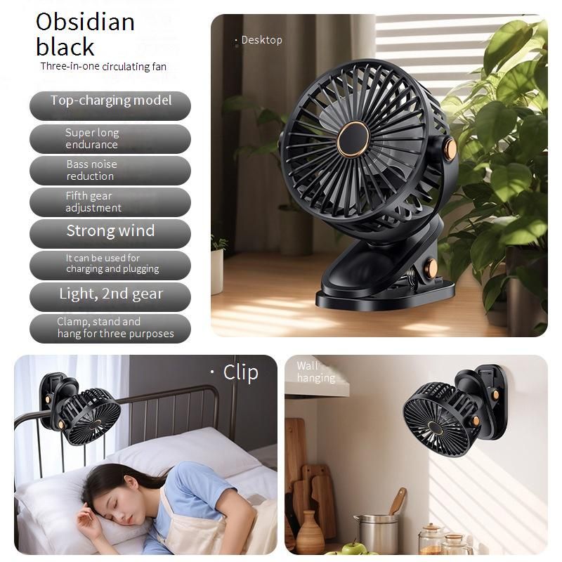 Ventilateur de bureau silencieux - 25 dB ultra silencieux pour bureau/étude. Ventilateur portable de 15 cm, sans danger pour bébé, avec alimentation USB et protection anti-basculement._voghion.com
