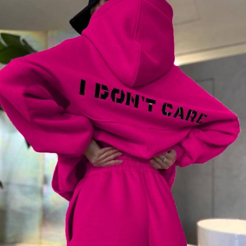 Damenbekleidung Mode Lässig Kapuze Bedruckter Sportanzug Zweiteiliges Set_voghion.com