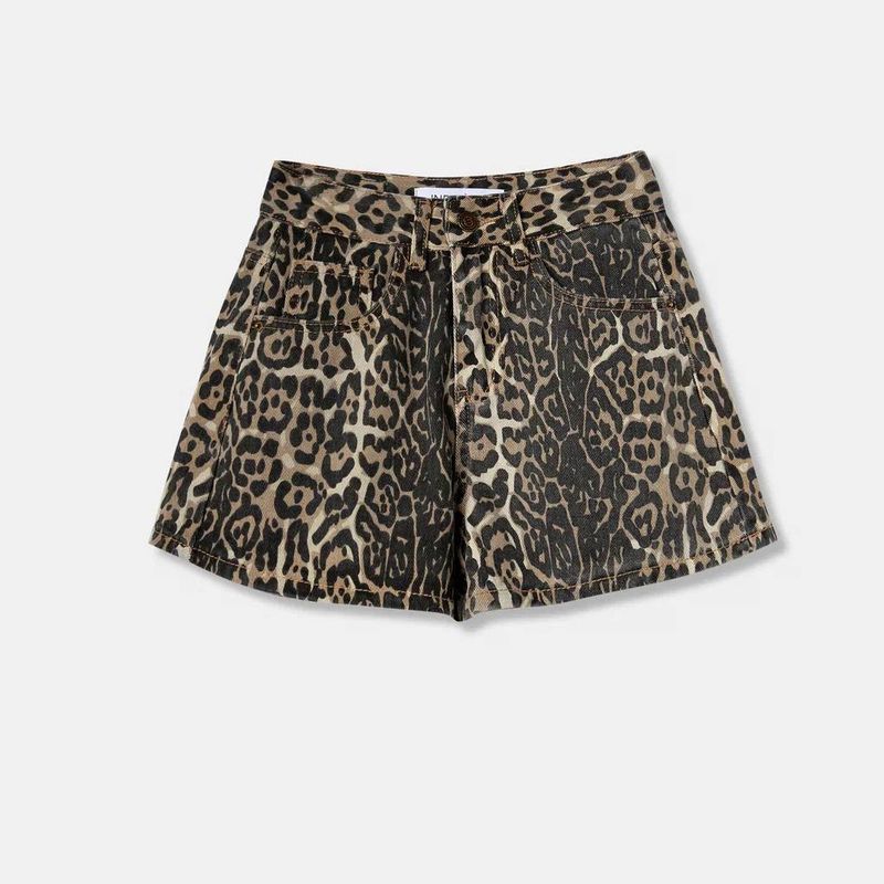 Women's Clothing Leopard Print Denim Shorts New High Waist Long Legs Girl Denim Shorts Trend Ins_voghion.com