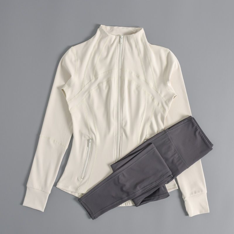Yoga-Kleidung für Damen, langärmelig, schmale Passform, schnelltrocknend, mit Reißverschluss, Laufsport-Tops, professionelles Training, Fitnessjacke_voghion.com