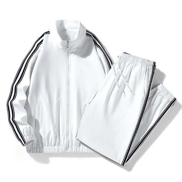 Meeste riided 2024. aasta kevad- ja sügissuvised noortepükste spordi- ja vabaajariided, triibuline kardiganülikond, meeste universaalsed kaheosalised ülikonnad_voghion.com