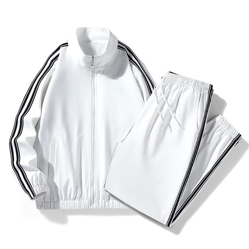 Men's Clothing Youth Stand Collar Sports Leisure Striped Cardigan Suit _voghion.com