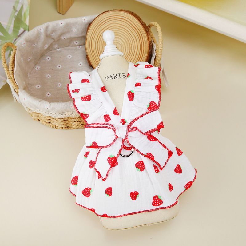 Dog Floral Princess Cat Spring Summer Pet Clothes Cute Dress Lady Costume Leash Apparel_voghion.com