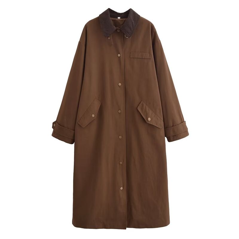 Abrigo cortavientos holgado con efecto encerado para mujer de invierno_voghion.com