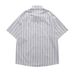 Fun Dog Embroidered Striped Short For Men And Women Street Trendy Loose Couple Half Sleeve Shirt_voghion.com
