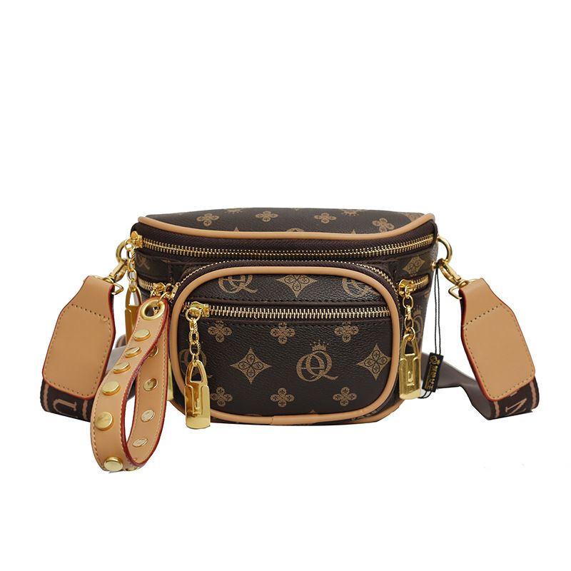 Classic printed slant bag, all kinds of women's chest bag, leisure waist bag._voghion.com