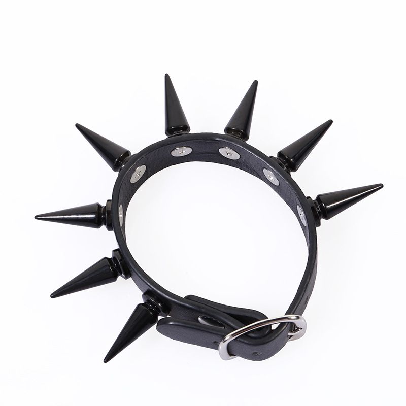 Bracciale in vera pelle con chiodo in lega punk da uomo, personalità della moda non convenzionale_voghion.com