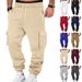 Men's Fleece Cargo Pants – Winter Warm Workout Joggers With Drawstring Waist & Multi-Pockets (10 Colors, S-XXXL)_voghion.com