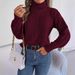 2025 Autumn Winter Casual High Neck Cable Knit Long Sleeve Pullover Sweater Women's Fashion_voghion.com