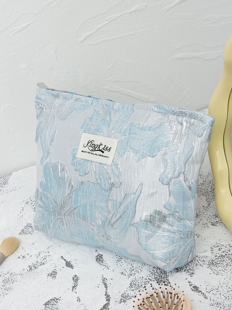 Pochette Jacquard Trousse de maquillage florale fraîche Trousse de voyage portable de rangement grande capacité en toile Trousse de maquillage_voghion.com