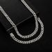 Necklaces Color Retaining Rhinestone Plated 8MM Cuban Chain Hip Hop Necklace Bracelet Men And Women Trendy Rap Accessories_voghion.com