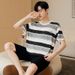 Spring and new men's short sleeved shorts, plus size pajamas, student Modal loose home clothes can be worn outside in_voghion.com