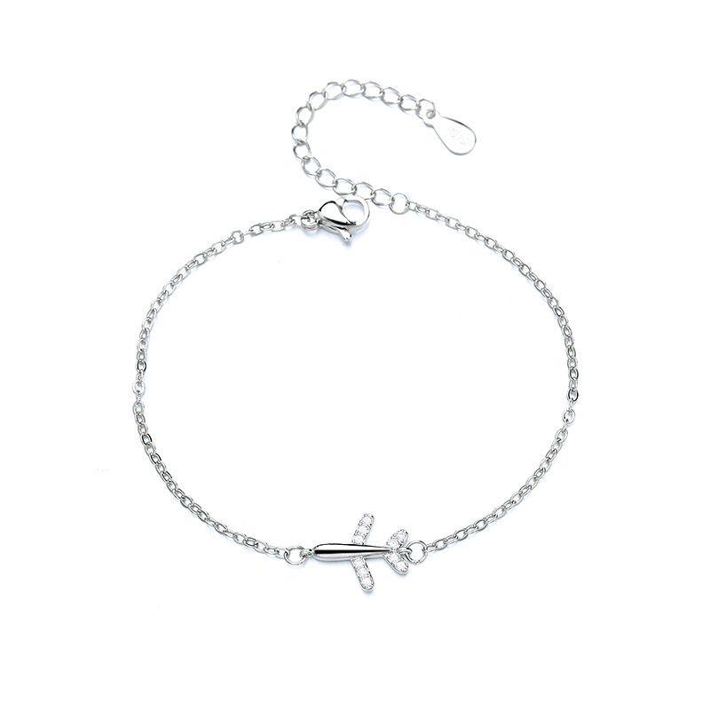 Stamp VENUS  Sier Color Airplane Bracelet for Women Girl Gift full Crystal Plane  Travel Jewelry Dropship_voghion.com