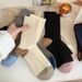 Gestreifte Socken aus Wollmischung für Damen und Herren – Mid-Crew-Thermosocken aus dickem Strick mit Farbblockierung, bequem und atmungsaktiv für alle Jahreszeiten_voghion.com