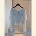 Women's Clothing Unique Tops Stylish High End Chic High End Beautiful Blue Shirt _voghion.com