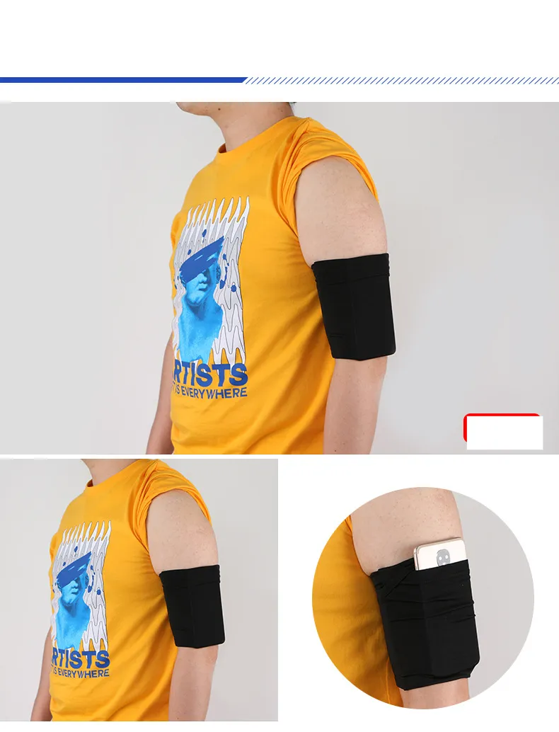 Sporta somas Sporta rokas soma Elastīga daudzfunkcionāla mini maza soma Vīriešu un sieviešu mobilā tālruņa soma Kvadrātveida deju maiņa Pretaizdzīšanas rokas soma_voghion.com