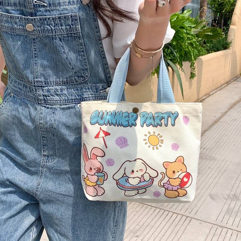 Canvas Tasche Weiblich 2025 Neue Handtasche Stofftasche College Studenten Arbeit Lunchbox Tasche Kleine Tasche Handtasche_voghion.com