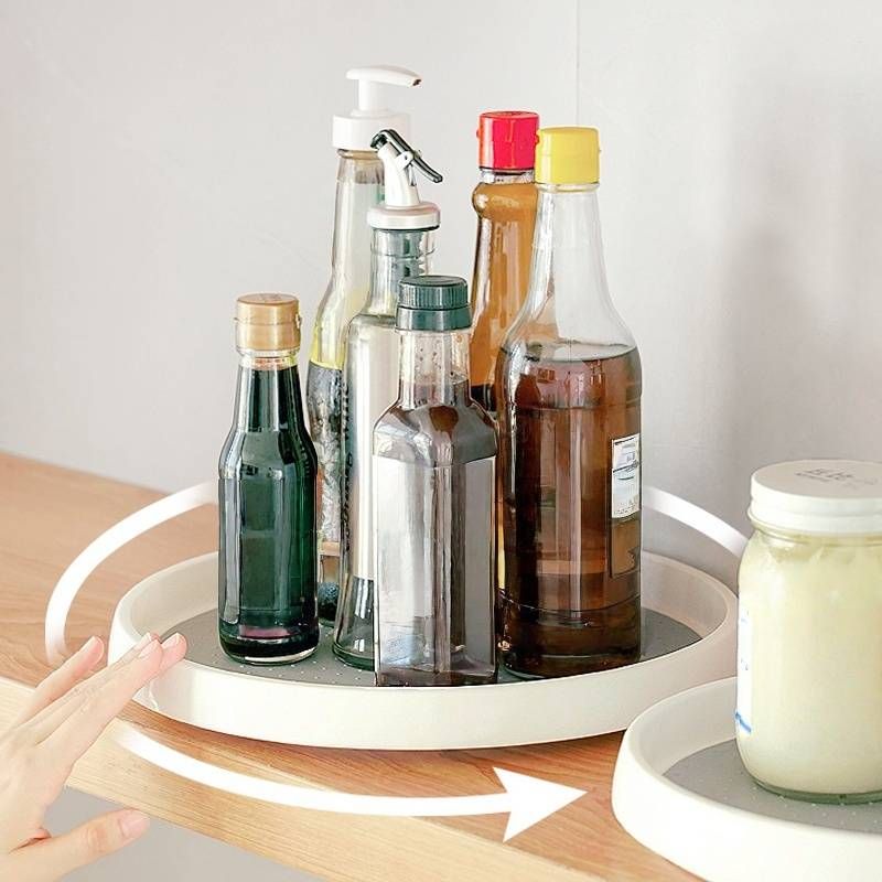 Rotating Spice Rack Kitchen Household Cabinet Seasoning Turntable Storage Tray Countertop Kitchen Spice Rack_voghion.com