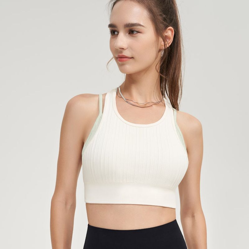 Women's Clothing Contrast Seamless Yoga Bra Two Piece Beautiful Back Fitness Clothes Sports Vest One Piece Female_voghion.com