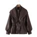 Women's 2025 Autumn New Fashion Turn-Down Collar Design Versatile Lantern Sleeve Leather Jacket Coat For Women_voghion.com