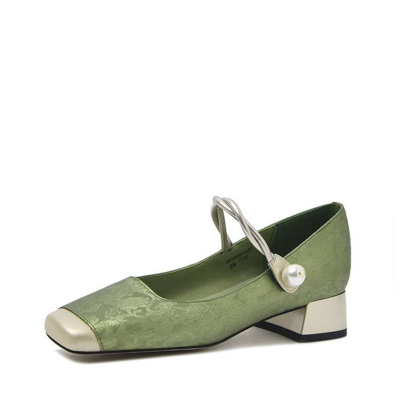 cameido Green Chinese-style Low-heeled Single Shoes For Spring And Summer_voghion.com