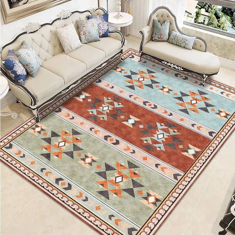 Vintage Persian Bohemian Large Area Rug - Non-Slip Thick Living Room Carpet For Sofa Area, Boho Chic Floor Mat For Home & Vacation Rental_voghion.com