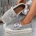 Damenschuhe Neue große Größe Strass Schleife Freizeitschuhe Nischendesign Einzelschuhe Trend_voghion.com