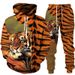 2024 New Tiger Animal Pattern 3D Printed Hooded Men's Sweater Set_voghion.com