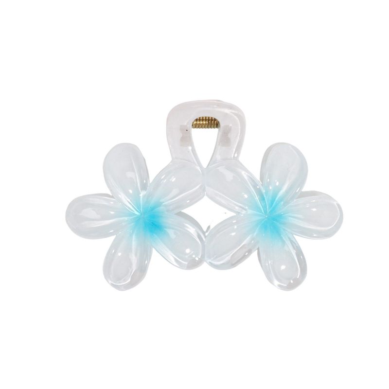 Shiny Twin Flower Hair Clip - Candy Gradient Cute Girlish Vacation Back-of-Head Shark Claw Clip_voghion.com