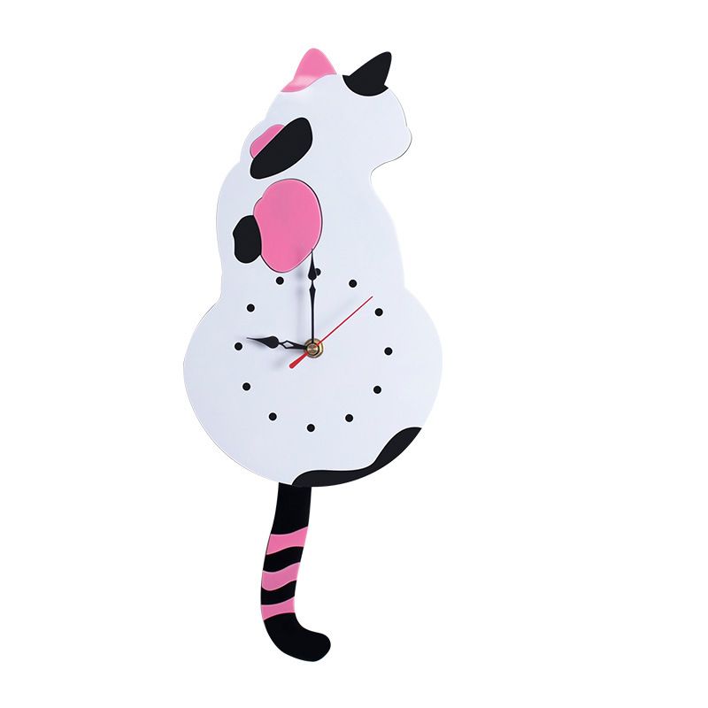  living room, household cartoon cat tail, swing clock, decoration, wall watch, quartz clock_voghion.com