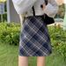 High waisted plaid for autumn and winter 2024, new ollege style patterned hip hugging A-line skirt, woolen short skirt_voghion.com