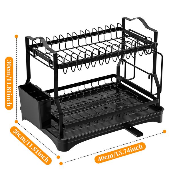 Bucătărie depozitare vase scurgere raft uz casnic dublu strat dulap vase raft multifuncțional de depozitare vase raft_voghion.com