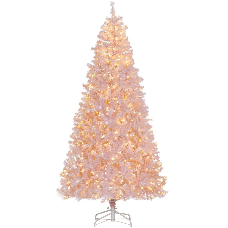 Prelit Christmas Tree Douglas Fir Artificial Christmas Tree With Realistic Branches, Warm White LED Lights_voghion.com