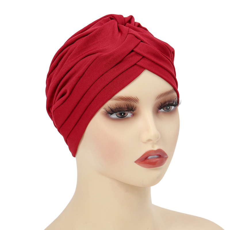 nuovo cappello turbante a pieghe incrociate in tinta unita cappello pullover elastico a tre basi incrociate_voghion.com