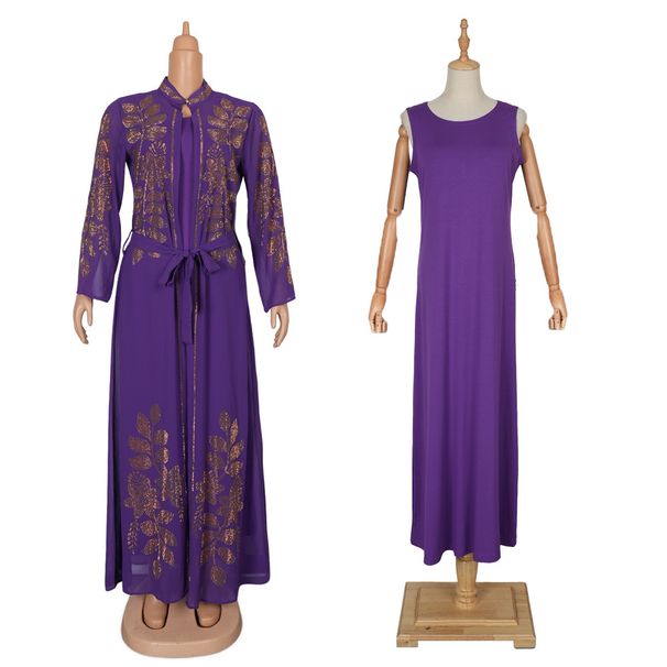 Zweiteiliges Kleiderset für muslimische Damen in Übergröße – schlichtes Outfit aus Morgenmantel und Strickjacke_voghion.com