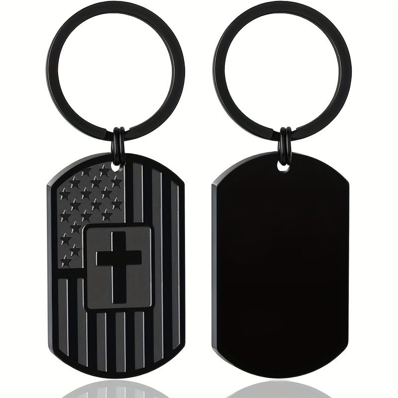 Men's Keychain Gift, American Flag Dog Tag Men's Keychain, Men's Accessories_voghion.com