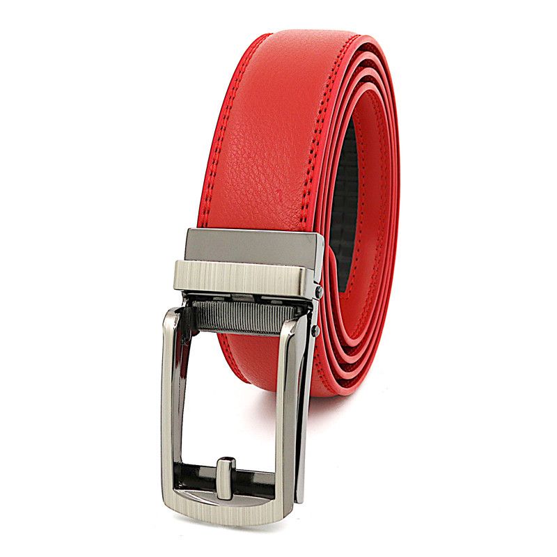 HOT 3,1 cm de largura Thi Desiger Me Cow Geuie Leather Me's Automatic Buckle Belt para Jeans Preto Branco Azul Amarelo Vermelho_voghion.com