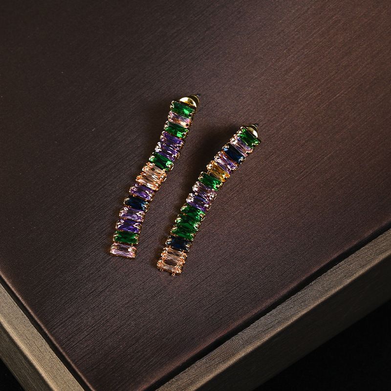 Women’s Jewelry Set Fashion Colorful alloy jewelry suit niche simple rainbow necklace bracelet stud earrings female Qingdao middle ancient jewelry_voghion.com
