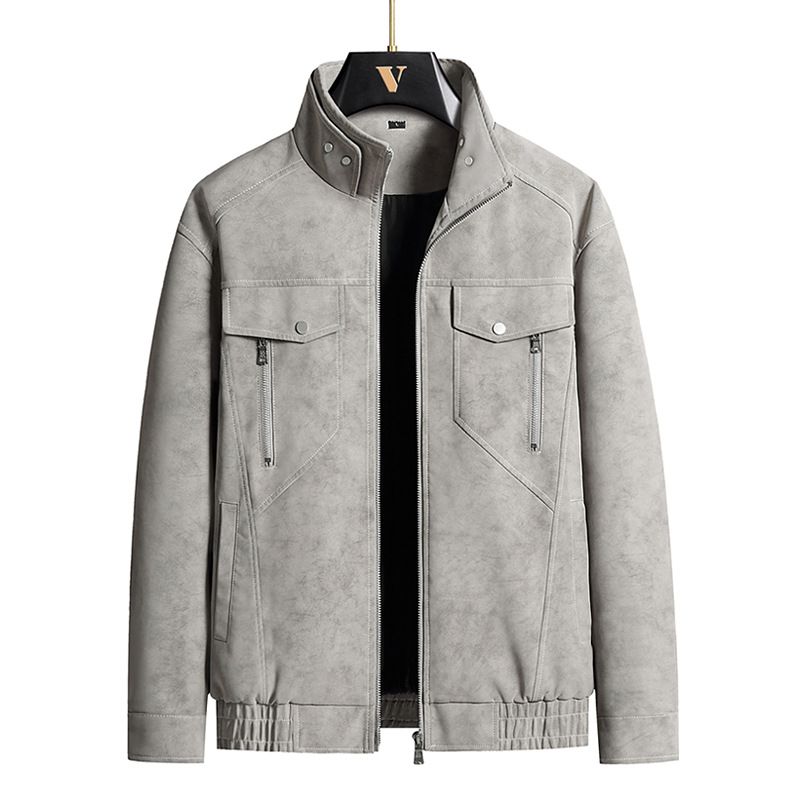 Herrenbekleidung Hübsche Stehkragen Retro Wildlederjacke Herren Frühling Outdoor Wind- Und Wasserdichte Motorradjacke High-End-Lederjacke Herren_voghion.com