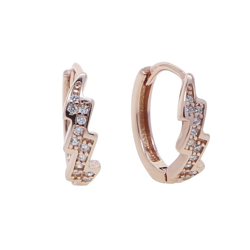 Orecchini da donna con fulmini in argento Hip Hop e micro zirconi intarsiati._voghion.com